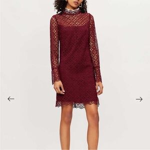 NWT! Sandro Helian Lace Mini Dress in Bordeaux Size 38/6! Gorgeous!